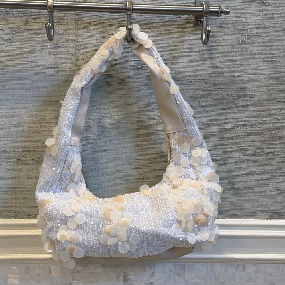 New urban outfitters silence + noise shoulder bag white sequin beaded embellish